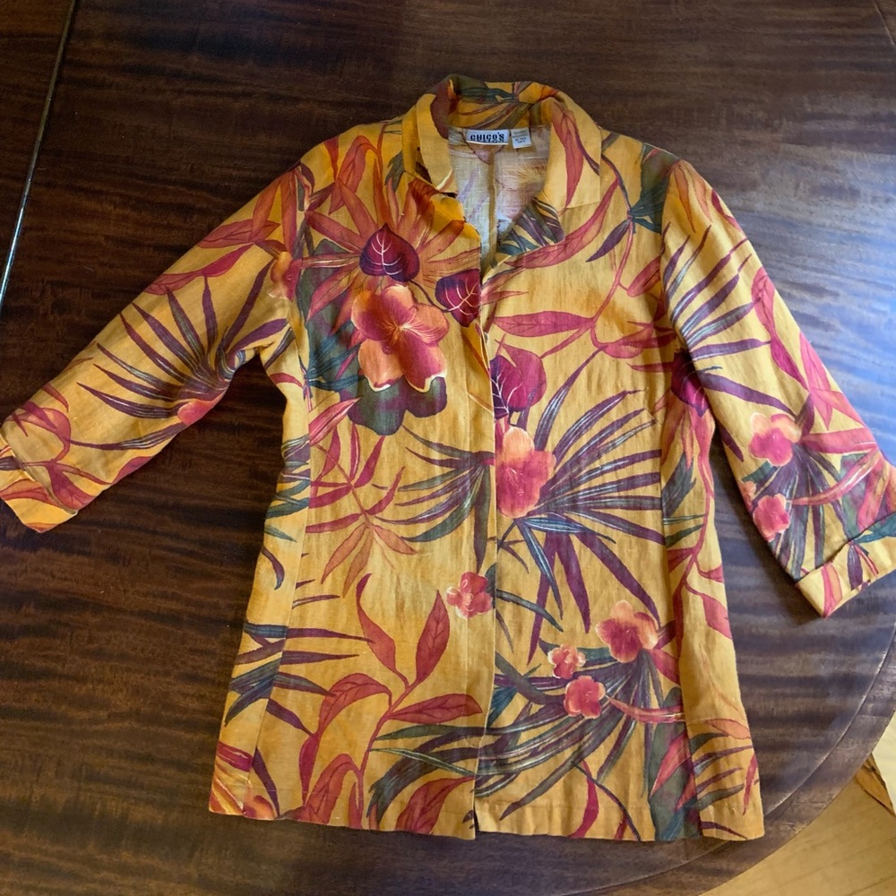 Chicos Fall Linen Tailored shirt/jacket, Chico’s size 0